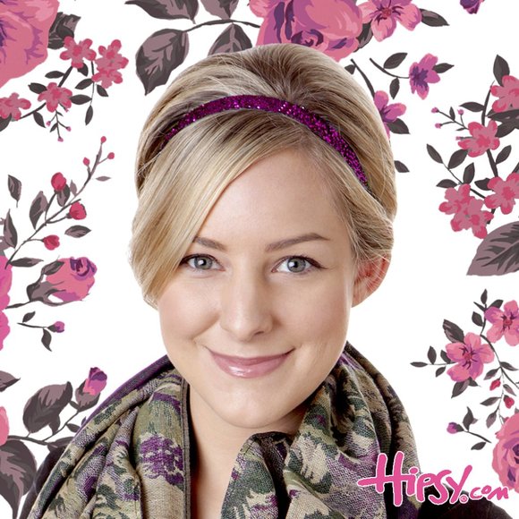 Hipsy Fuchsia Adjustable & No Slip Skinny Bling Glitter Hair Headband - Picture 2 of 4